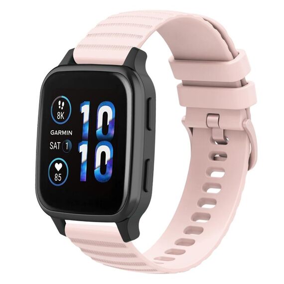 Per Garmin Forerunner Sq2 Music Cinturino per orologio in silicone tinta unita con motivo a punti ondulati da 20 mm (rosa)