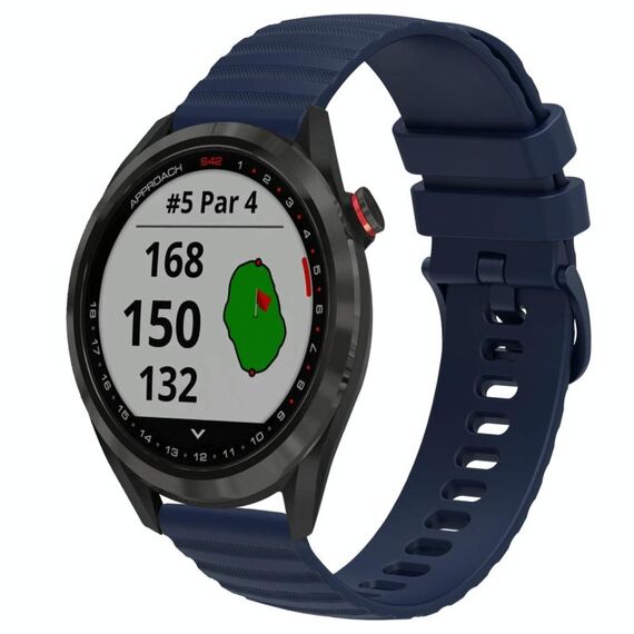 Per Garmin Approach S40 Cinturino per orologio in silicone a tinta unita con motivo a punti ondulati da 20 mm (blu navy)