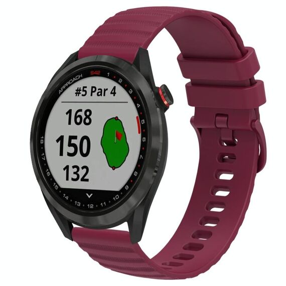 Per Garmin Approach S40 Cinturino per orologio in silicone a tinta unita con motivo a punti ondulati da 20 mm (rosso vino)