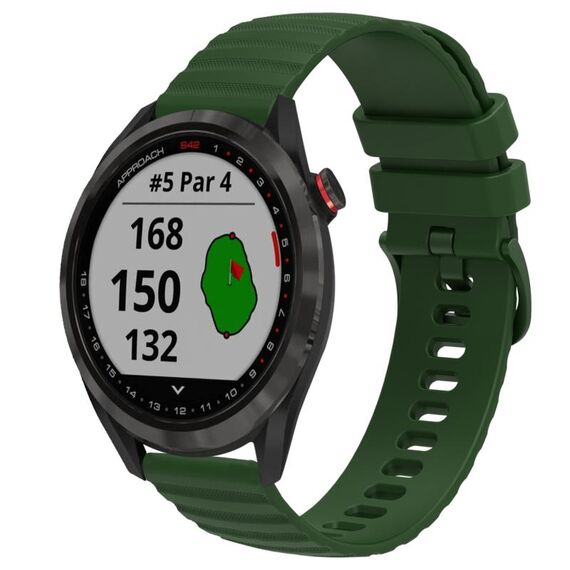 Per Garmin Approach S40 Cinturino per orologio in silicone tinta unita con motivo a punti ondulati da 20 mm (verde militare)