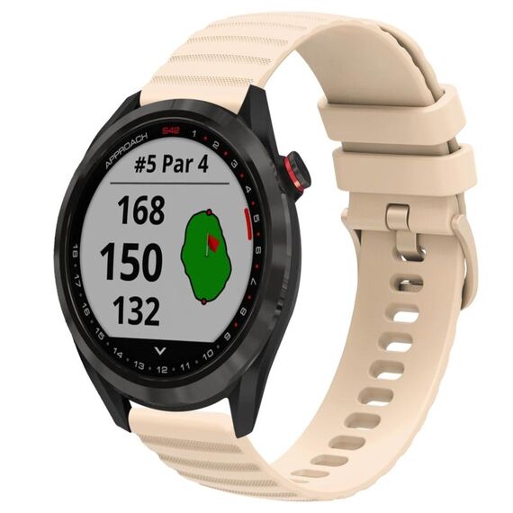 Per Garmin Approach S40 Cinturino per orologio in silicone tinta unita con motivo a punti ondulati da 20 mm (beige)