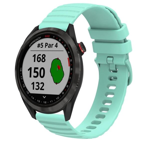 Per Garmin Approach S40 Cinturino per orologio in silicone tinta unita con motivo a punti ondulati da 20 mm (verde acqua)