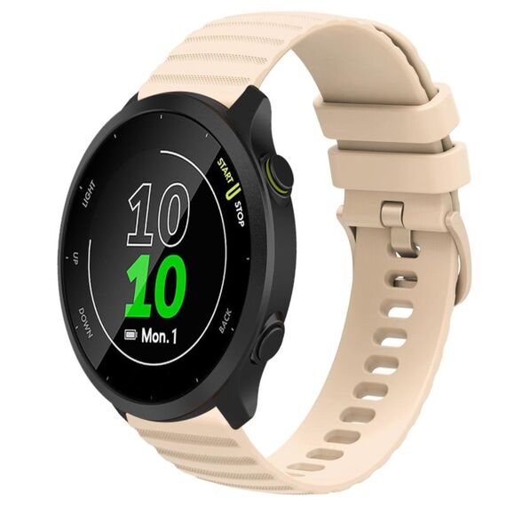 Per Garmin Forerunner 158 Cinturino per orologio in silicone tinta unita con motivo a punti ondulati da 20 mm (beige)