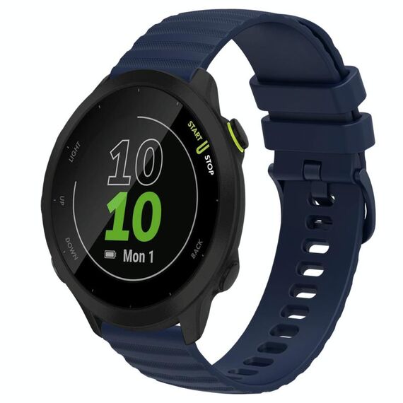 Per Garmin Forerunner 55 Cinturino per orologio in silicone tinta unita con motivo a punti ondulati da 20 mm (blu navy)