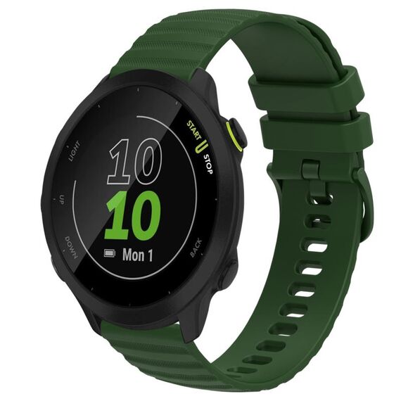 Per Garmin Forerunner 55 Cinturino per orologio in silicone tinta unita con motivo a punti ondulati da 20 mm (verde militare)