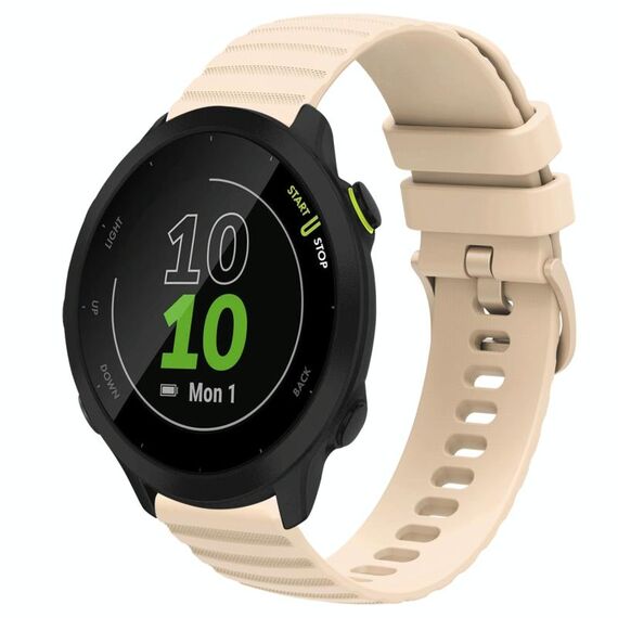 Per Garmin Forerunner 55 Cinturino per orologio in silicone tinta unita con motivo a punti ondulati da 20 mm (beige)