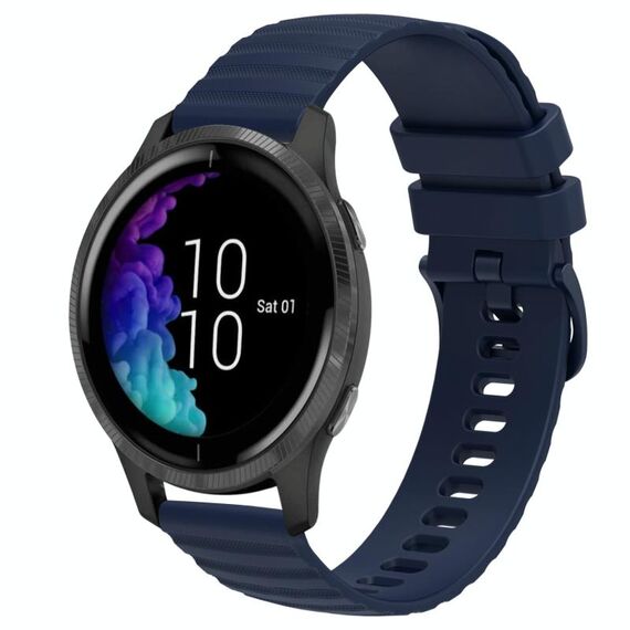 Per Garmin Venu 20mm cinturino in silicone a tinta unita con motivo a punti ondulati (blu navy)