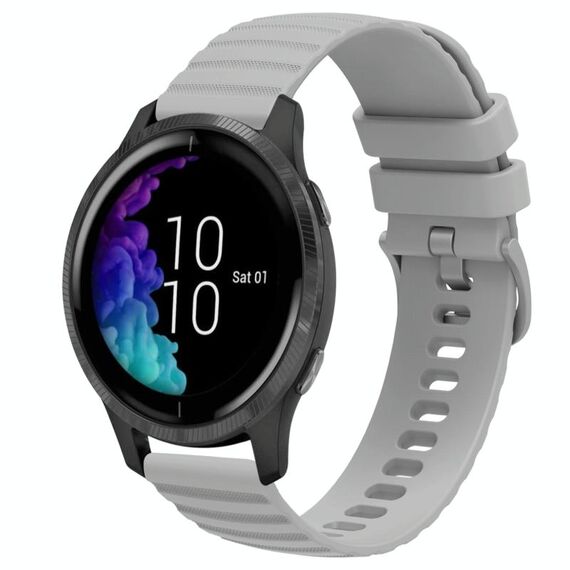 Per cinturino in silicone a tinta unita con motivo a punti ondulati Garmin Venu da 20 mm (grigio)
