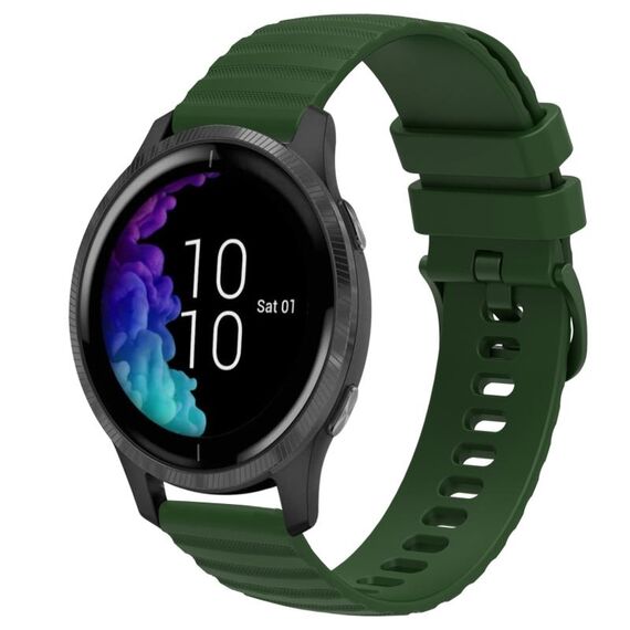 Per Garmin Venu 20mm cinturino in silicone tinta unita con motivo a punti ondulati (verde militare)