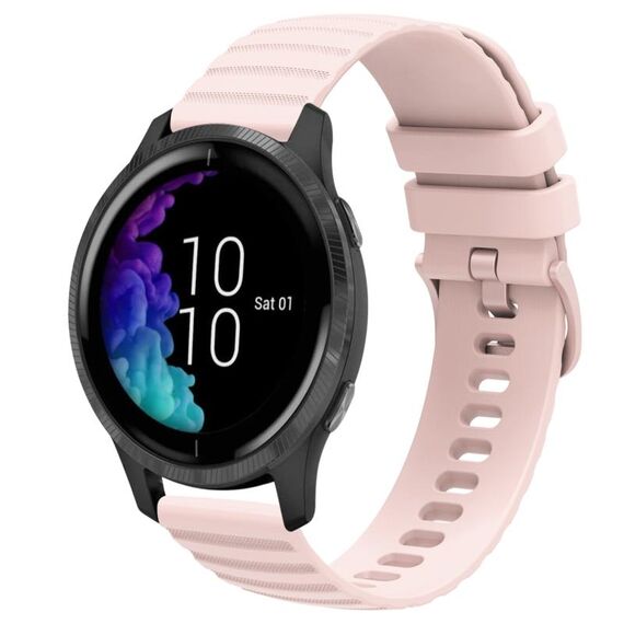 Cinturino per orologio in silicone tinta unita con motivo a punti ondulati da 20 mm Garmin Venu (rosa)