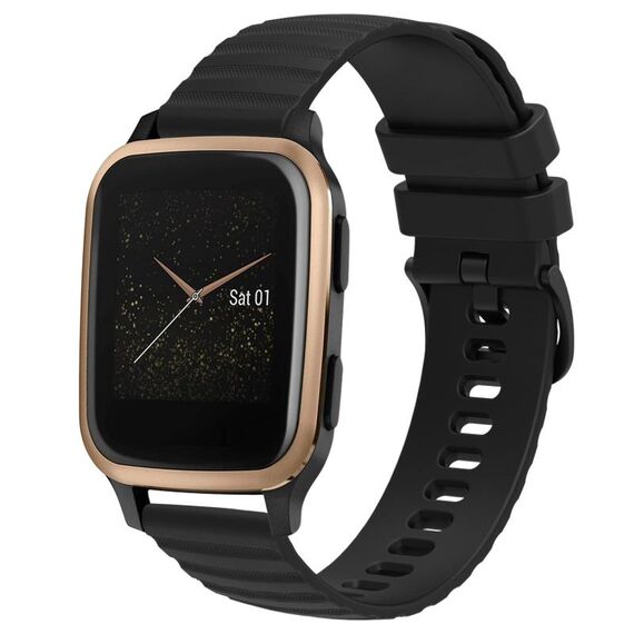 Cinturino per orologio in silicone tinta unita con motivo a punti ondulati da 20 mm Garmin Venu SQ (nero)
