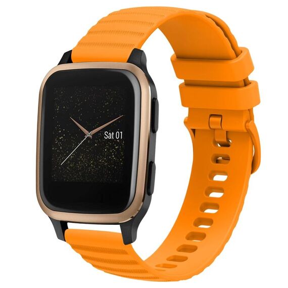 Cinturino per orologio in silicone tinta unita con motivo a punti ondulati da 20 mm Garmin Venu SQ (giallo)