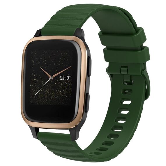Per Garmin Venu SQ 20mm cinturino in silicone a tinta unita con motivo a punti ondulati (verde militare)