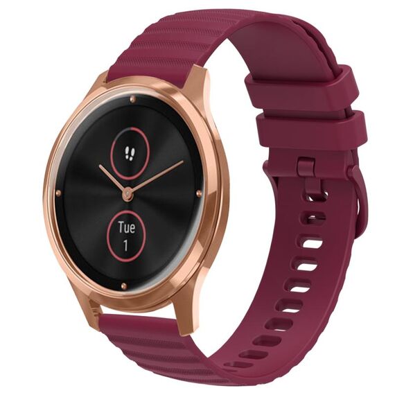 Per Garminmove Luxe 20mm cinturino in silicone a tinta unita con motivo a punti ondulati (rosso vino)