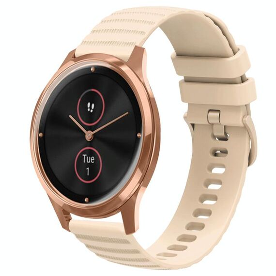 Per Garminmove Luxe 20mm cinturino in silicone tinta unita con motivo a punti ondulati (beige)