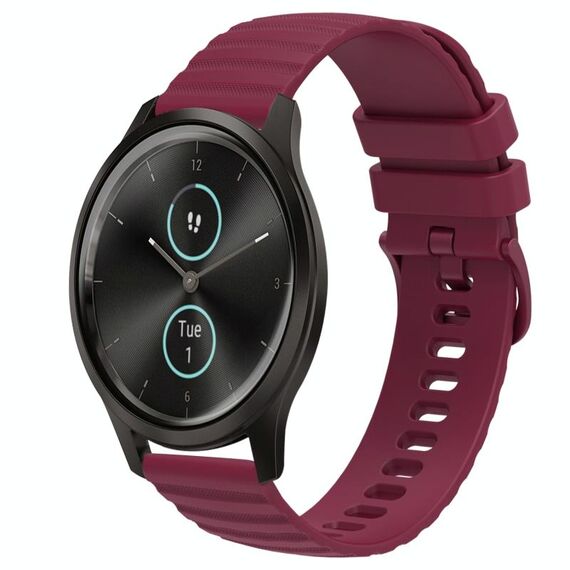Per cinturino in silicone tinta unita con motivo a punti ondulati da 20 mm stile Garminmove (rosso vino)