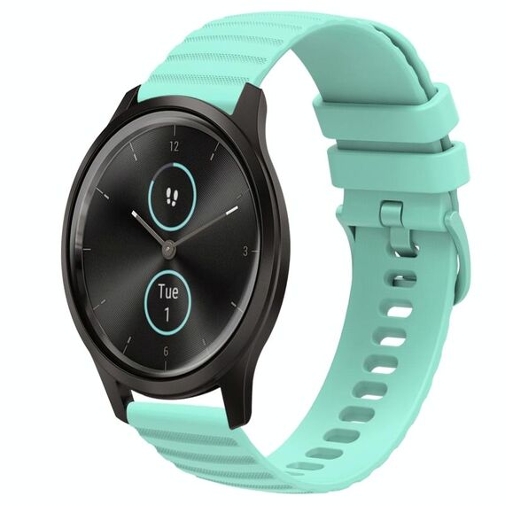 Per cinturino in silicone tinta unita con motivo a punti ondulati da 20 mm stile Garminmove (verde acqua)