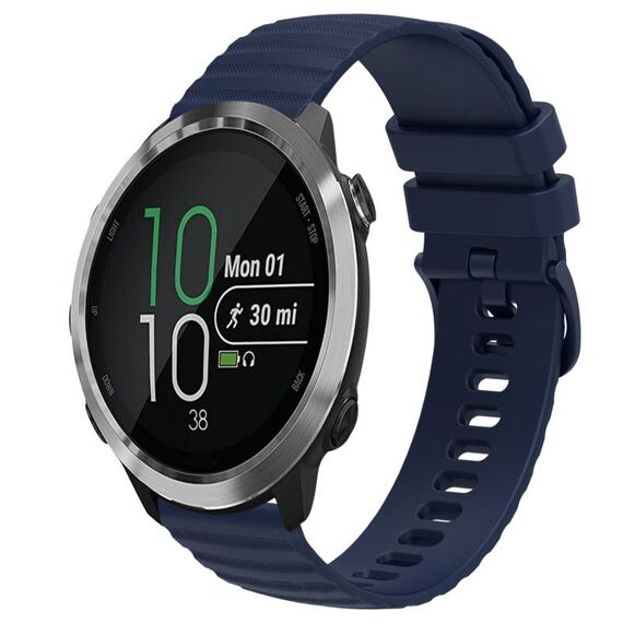 Cinturino per orologio in silicone a tinta unita con motivo a punti ondulati da 20 mm per Garmin Forerunner 645 Music (blu navy)