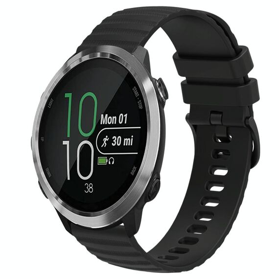 Per Garmin Forerunner 645 Music Cinturino per orologio in silicone tinta unita con motivo a punti ondulati da 20 mm (nero)
