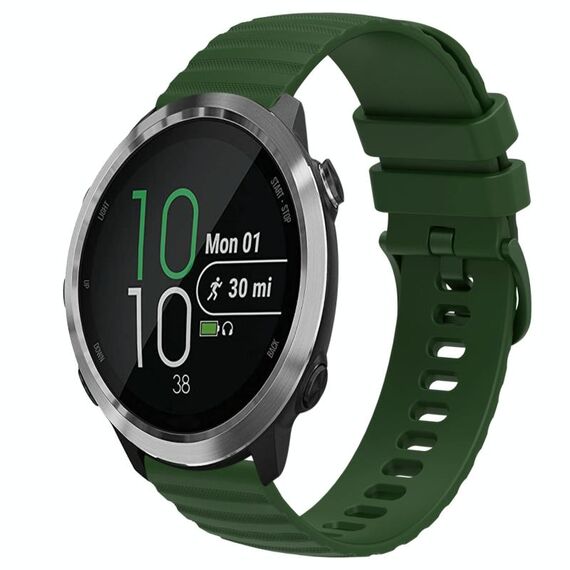 Per Garmin Forerunner 645 Music 20mm Cinturino in silicone a tinta unita con motivo a punti ondulati (verde militare)