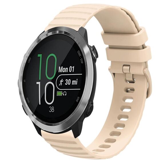 Per Garmin Forerunner 645 Music Cinturino per orologio in silicone tinta unita con motivo a punti ondulati da 20 mm (beige)