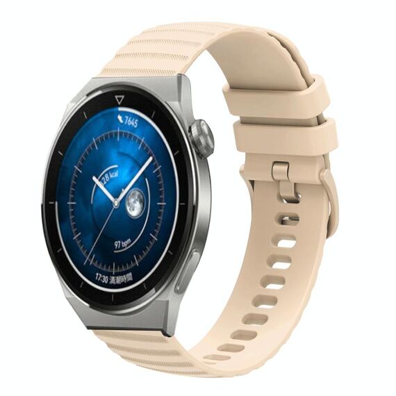 Per Huawei Watch GT3 Pro 46mm 22mm Cinturino in silicone tinta unita con motivo a pois ondulato (beige)