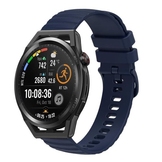 Per Huawei Watch GT Runner 22mm cinturino in silicone tinta unita con motivo a pois ondulato (blu navy)