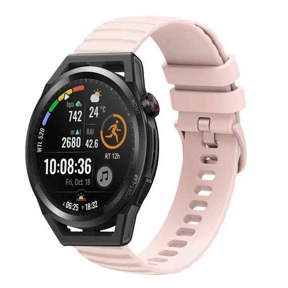 Per Huawei Watch GT Runner 22mm cinturino in silicone tinta unita con motivo a pois ondulato (rosa)