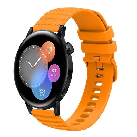 Per Huawei Watch 3 Cinturino in silicone tinta unita con motivo a pois ondulato da 22 mm (giallo)