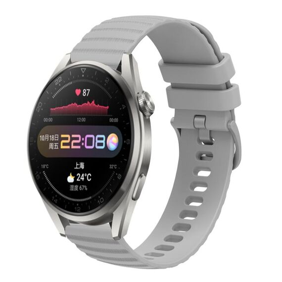 Per Huawei Watch 3 Pro Cinturino per orologio in silicone tinta unita con motivo a pois ondulato da 22 mm (grigio)