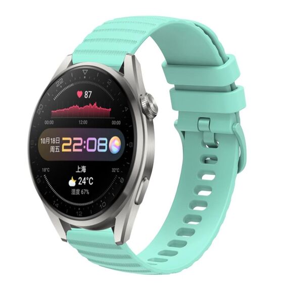 Per Huawei Watch 3 Pro Cinturino per orologio in silicone tinta unita con motivo a pois ondulato da 22 mm (verde acqua)