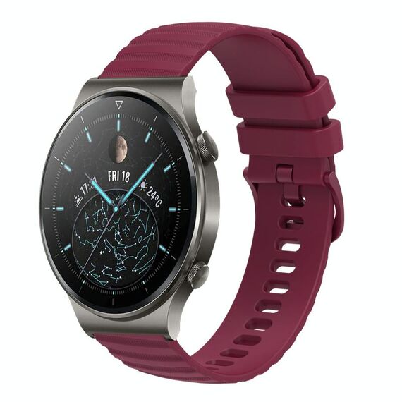 Per Huawei GT2 Pro Cinturino per orologio in silicone tinta unita con motivo a pois ondulato da 22 mm (rosso vino)