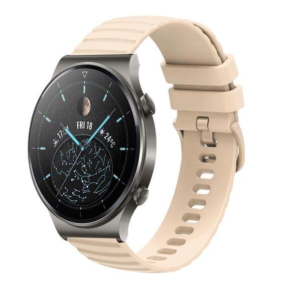 Cinturino per orologio in silicone a tinta unita con motivo a punti ondulati da 22 mm per Huawei GT2 Pro (beige)