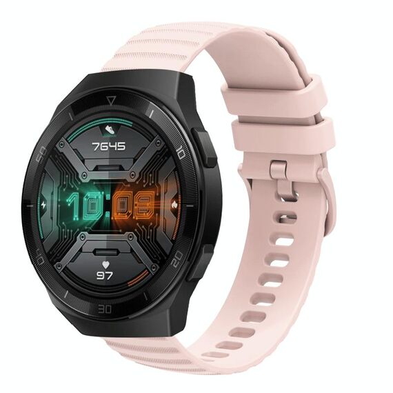 Per Huawei Watch GT 2E Cinturino per orologio in silicone tinta unita con motivo a pois ondulato da 22 mm (rosa)