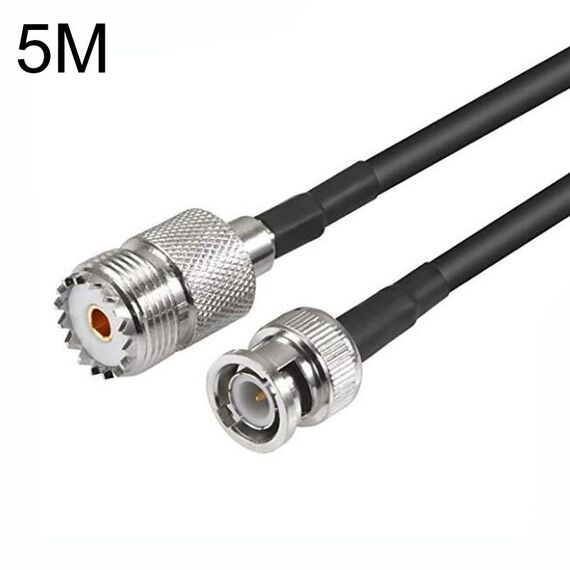 Cavo adattatore coassiale RG58 da maschio BNC a femmina UHF, lunghezza cavo: 5 m