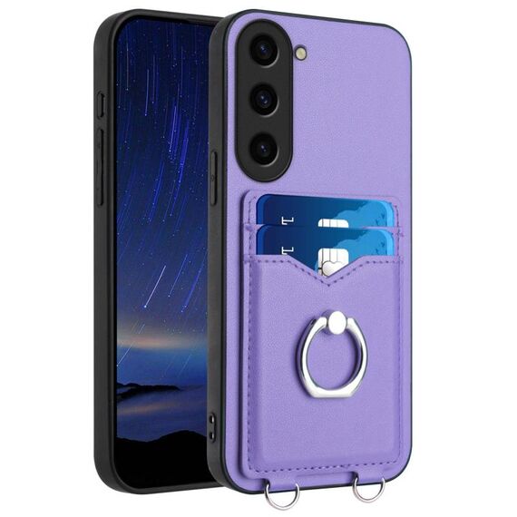 Custodia per telefono con porta carte ad anello per Samsung Galaxy S23 5G R20 (viola)
