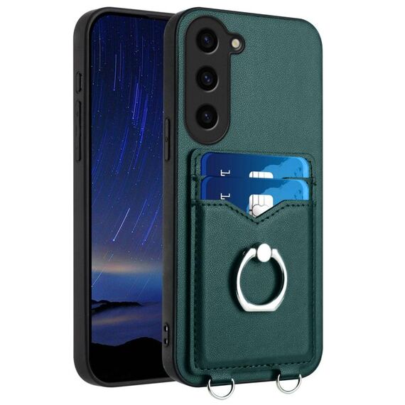 Per Samsung Galaxy S23 FE 5G R20 Custodia per telefono con porta carte ad anello (verde)