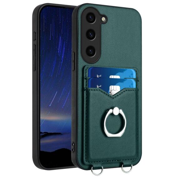 Per Samsung Galaxy S23+ 5G R20 Custodia per telefono con porta carte ad anello (verde)