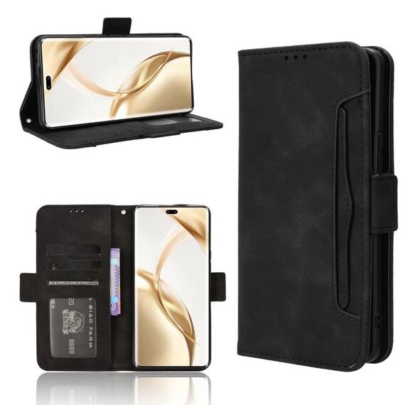 Custodia per telefono in pelle con texture di vitello per Honor 200 Pro 5G (nero)