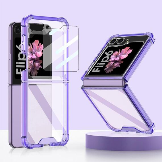 Per Samsung Galaxy Z Flip6 GKK Airbag Custodia per telefono a copertura totale con pellicola temperata (viola)