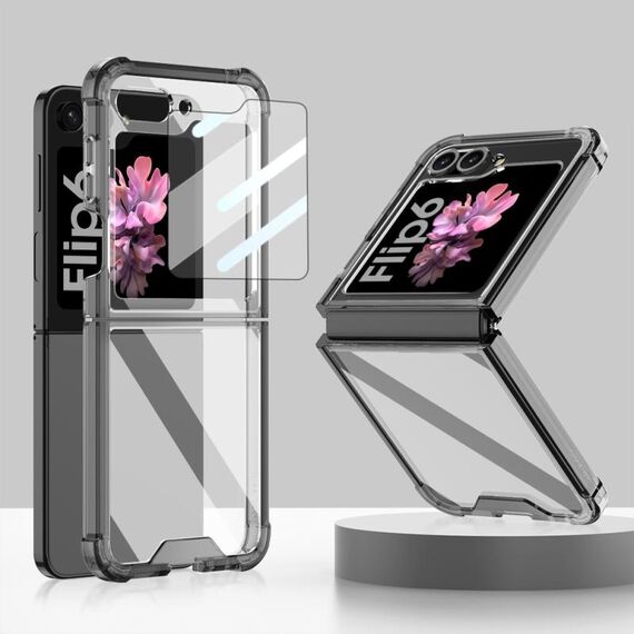Per Samsung Galaxy Z Flip6 GKK Airbag Custodia per telefono a copertura totale con pellicola temperata (Nero)