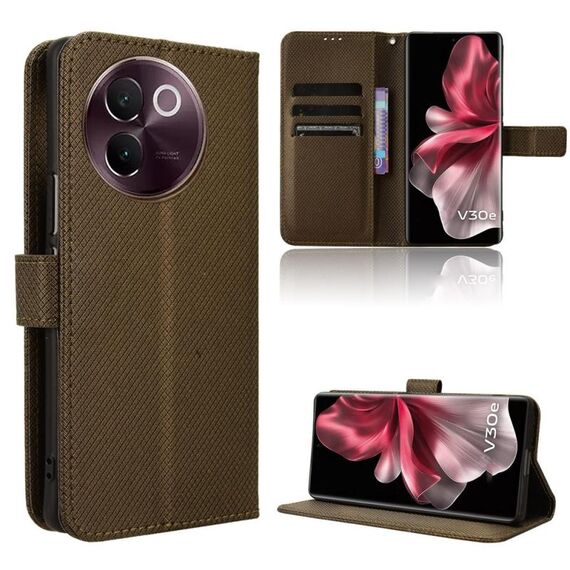 Per vivo V30e 5G Custodia in pelle con texture a diamante (marrone)
