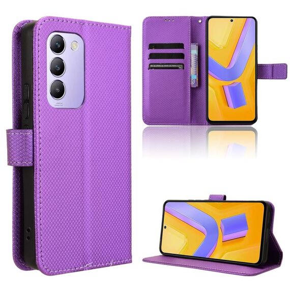 Custodia per cellulare in pelle con texture diamante IND per vivo Y200e 5G / Y100 5G (viola)
