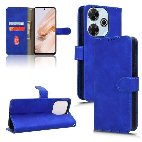 Per Xiaomi Redmi 13 4G Custodia per telefono in pelle con vibrazione magnetica Skin Feel (blu)