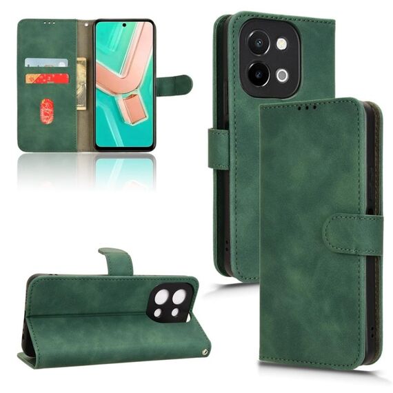 Per vivo Y28 4G Skin Feel custodia magnetica in pelle con vibrazione (verde)