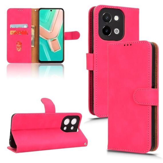 Per vivo Y28 4G Skin Feel Custodia magnetica in pelle con vibrazione (Rosa rossa)