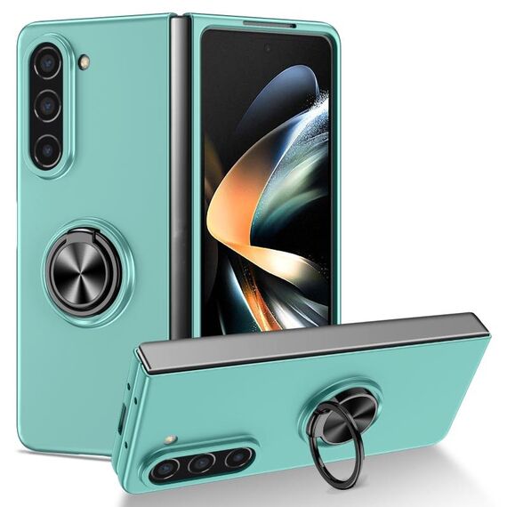 Per Samsung Galaxy Z Fold6 5G Custodia per telefono con supporto ad anello per armatura (blu cielo)