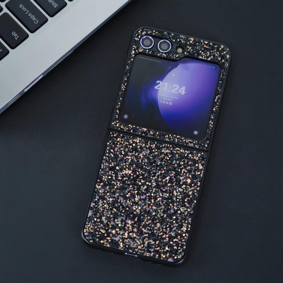 Per Samsung Galaxy Z Flip6 5G Custodia pieghevole per telefono Flash Diamond (Flash nero)