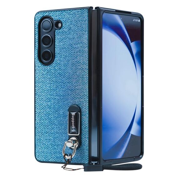 Per Samsung Galaxy Z Fold6 5G Custodia per telefono PC pieghevole Flash Diamond in tre parti con cordino (verde)