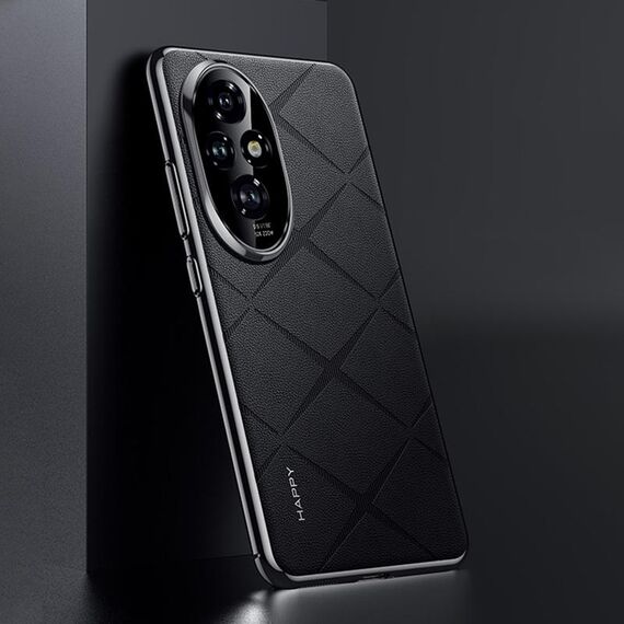 Custodia per telefono PC in pelle tinta unita per Honor 200 (nera)